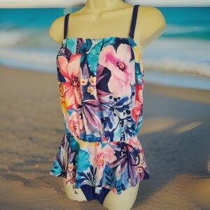 Maxine Of Hollywood Women’s Tropical One Piece Resort Tummy Control 8 Floral